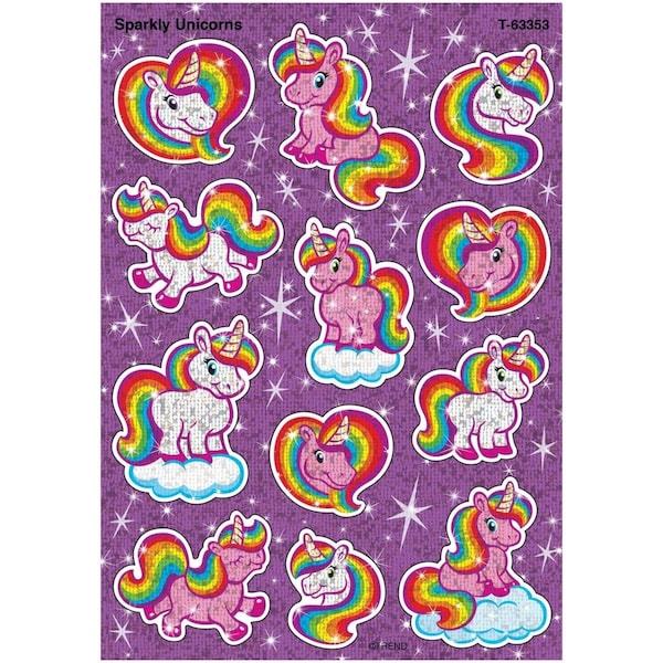 Trend Enterprises Trend Enterprises T-63353-6 Sparkly Unicorns Sparkle Stickers - 24 Count - Pack of 6 T-63353-6 - main